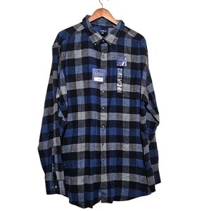 Croft & Barrow‎ - XXL - Blue - Gray - Black Plaid Classic Fit Flannel Shirt